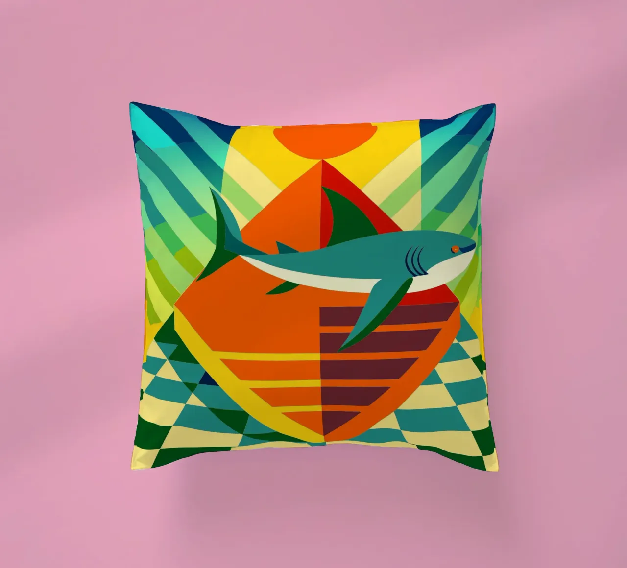 shark vector art drawing decorative cushion by alghonee