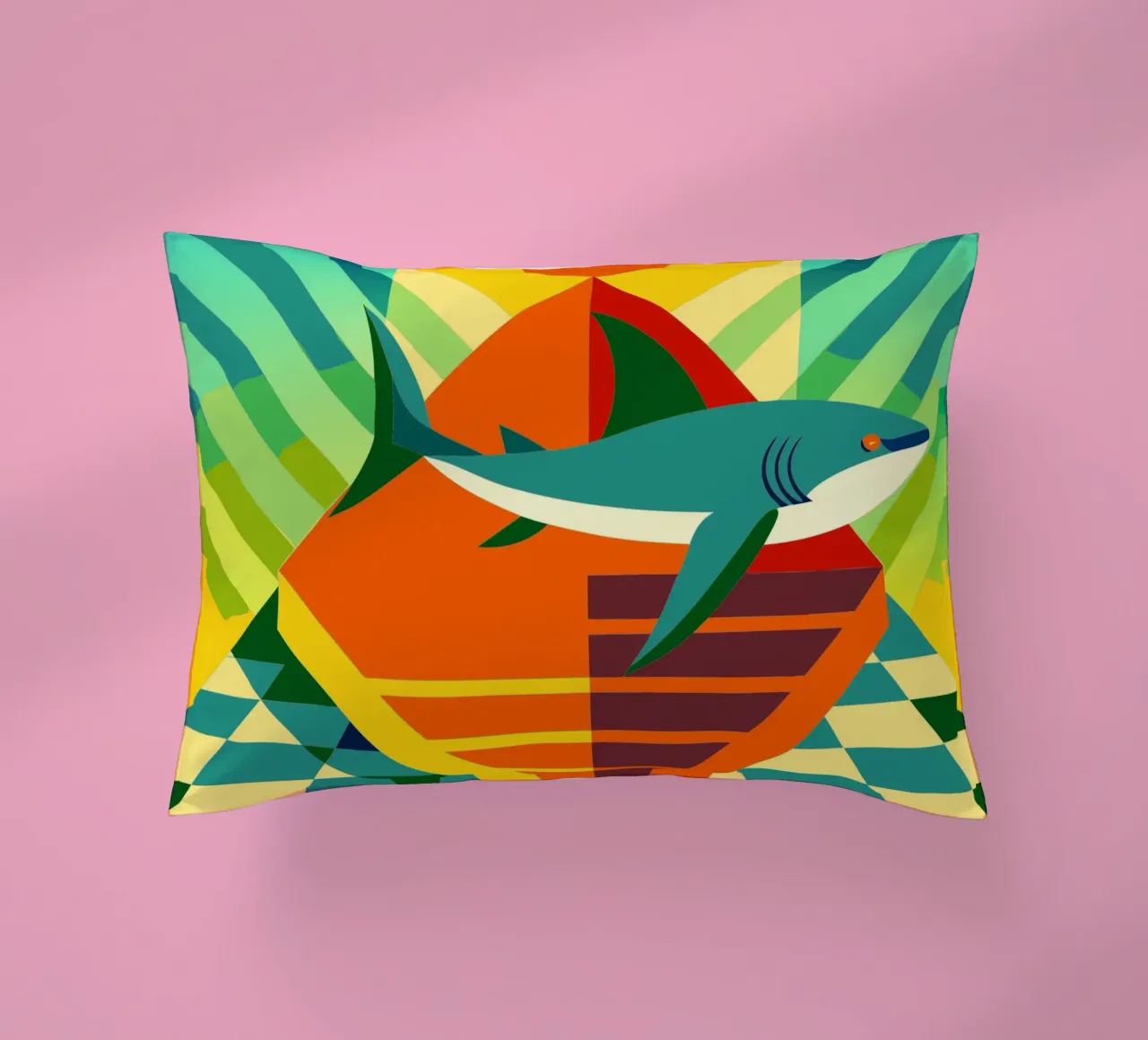 shark vector art drawing decorative cushion by alghonee