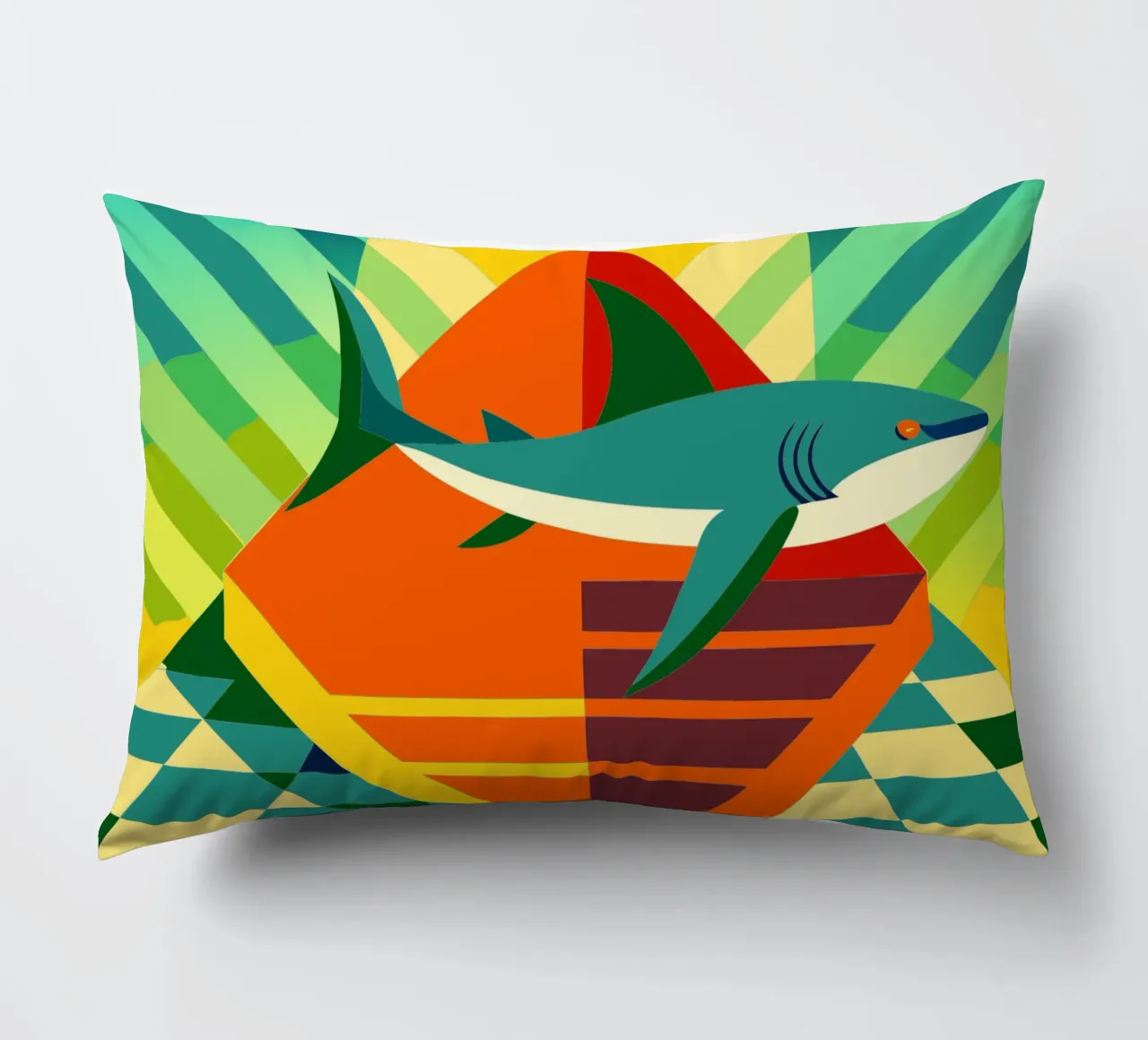 shark vector art drawing decorative cushion by alghonee