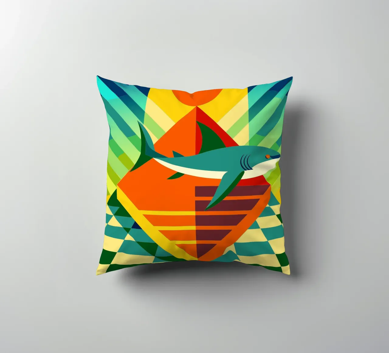 shark vector art drawing decorative cushion by alghonee