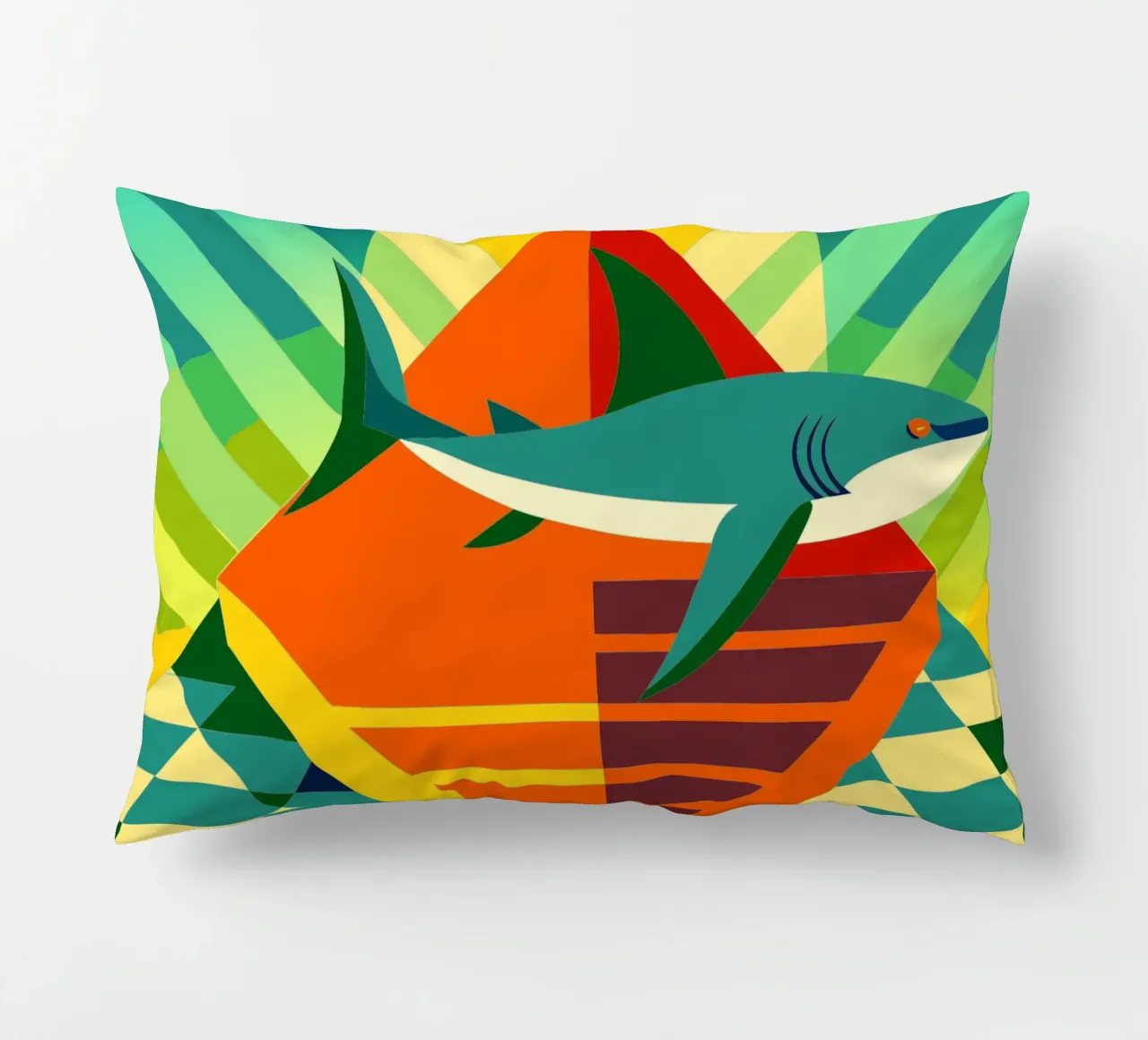 shark vector art drawing decorative cushion by alghonee