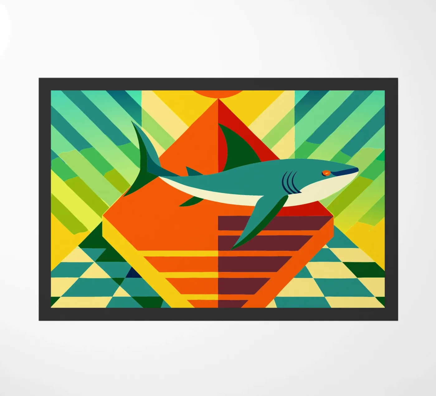 shark vector art drawing doormat by alghonee