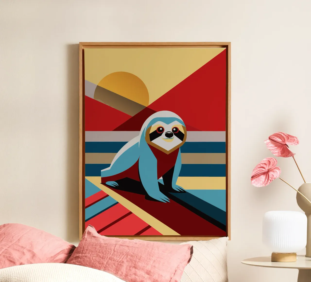luiaard vector kunst tekening canvas met Baklijst van alghonee