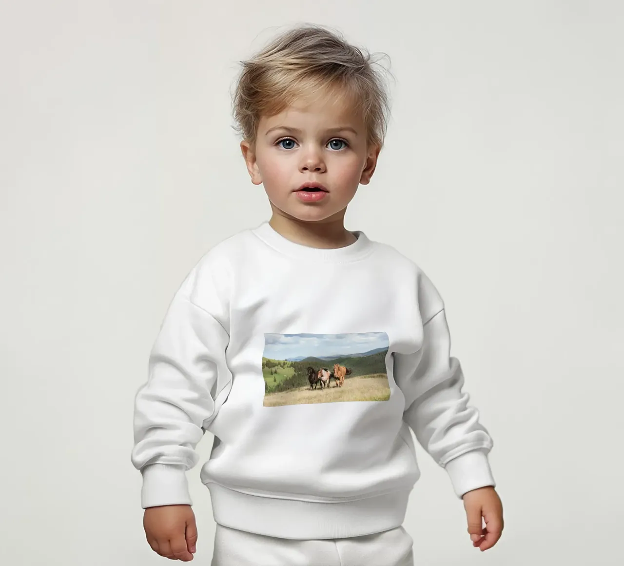 cavalli in libertà felpa neonato da Horsire