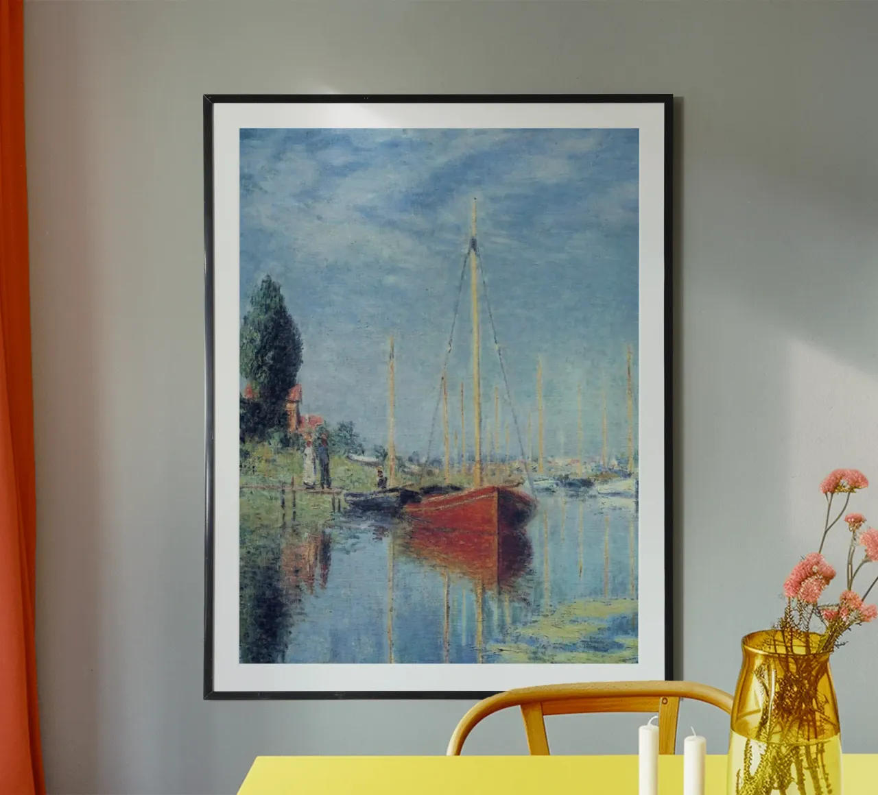 rote Boote auf dem Seine-Fluss Hahnemühle von SMG Store