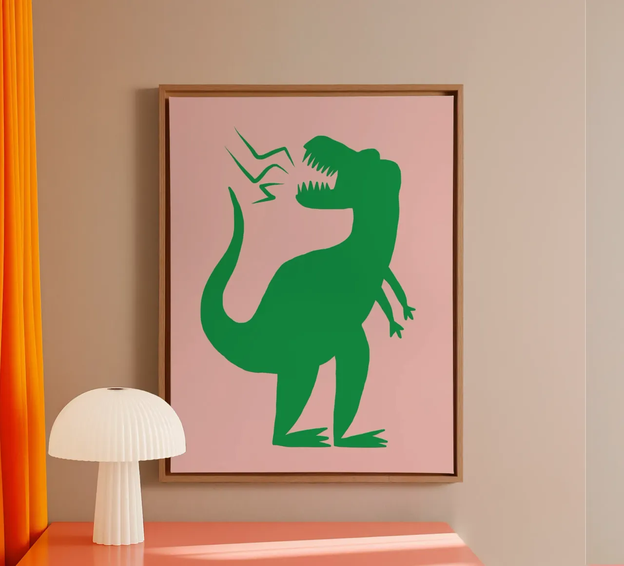 Asilo nido T-rex tela con Cornice a cassetta da Little Dean