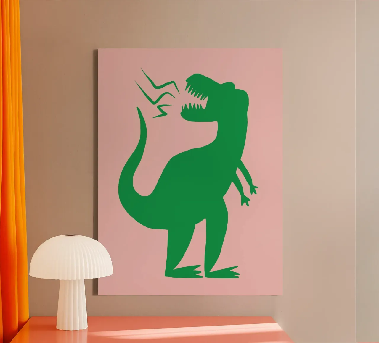 Asilo nido T-rex tela con Cornice a cassetta da Little Dean