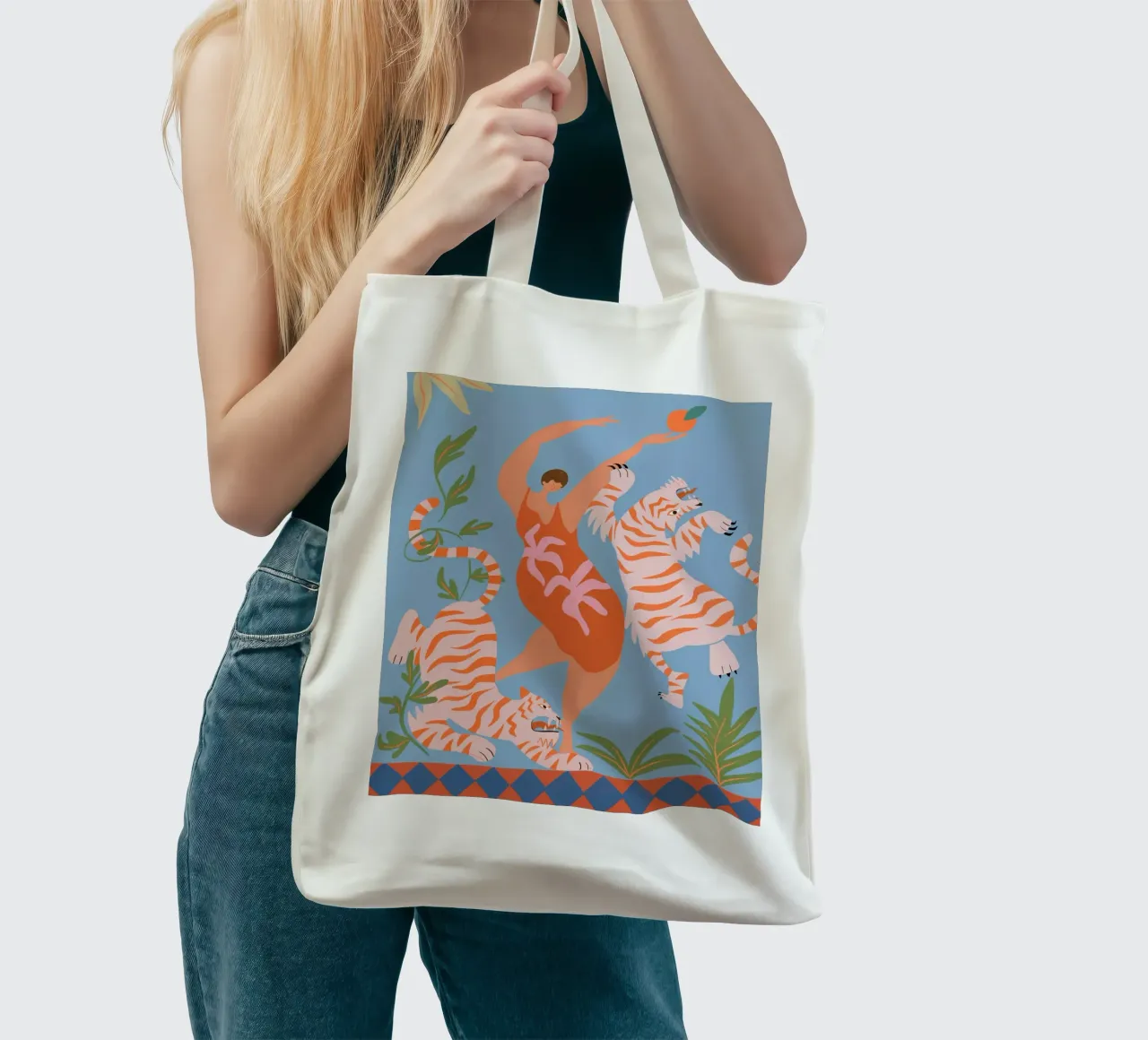 Dancing with Tigers borsa in juta da Arty Guava