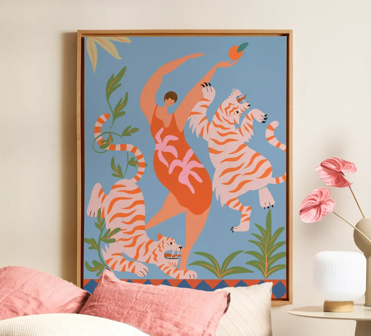 Dancing with Tigers tela con Cornice a cassetta da Arty Guava