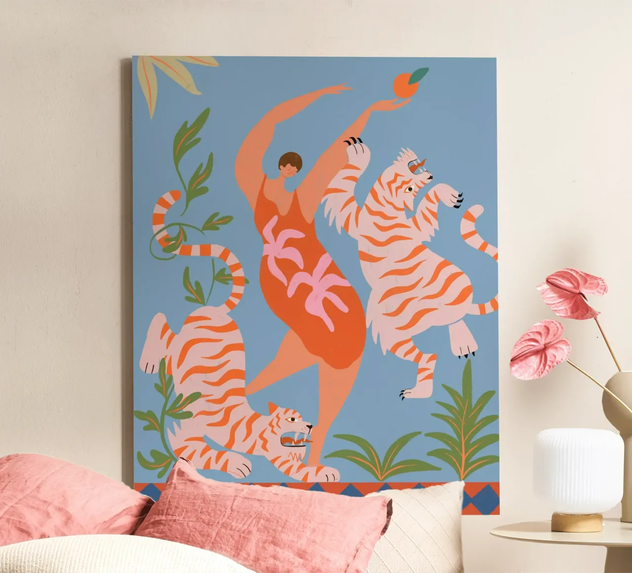 Dancing with Tigers tela con Cornice a cassetta da Arty Guava