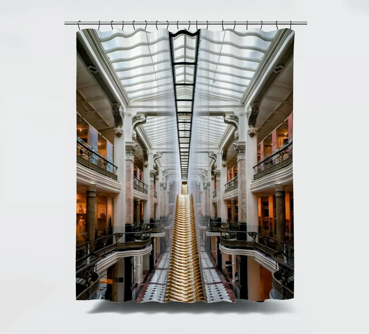 architecture symmetry shower curtain by Horsire