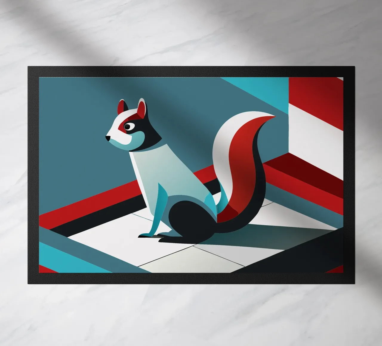 squirrel vector art drawing doormat by alghonee