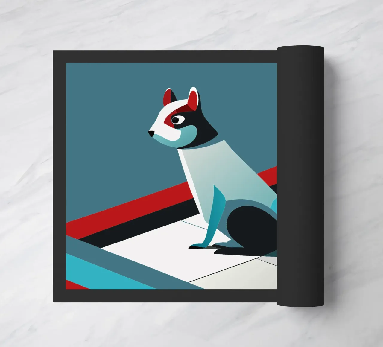 squirrel vector art drawing doormat by alghonee