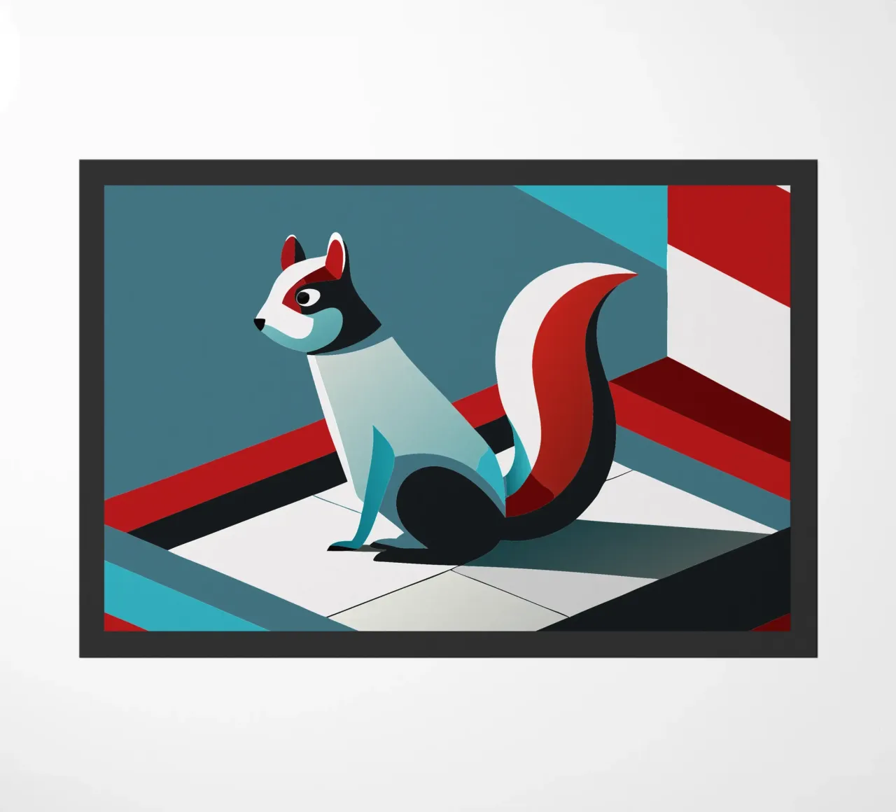 squirrel vector art drawing doormat by alghonee