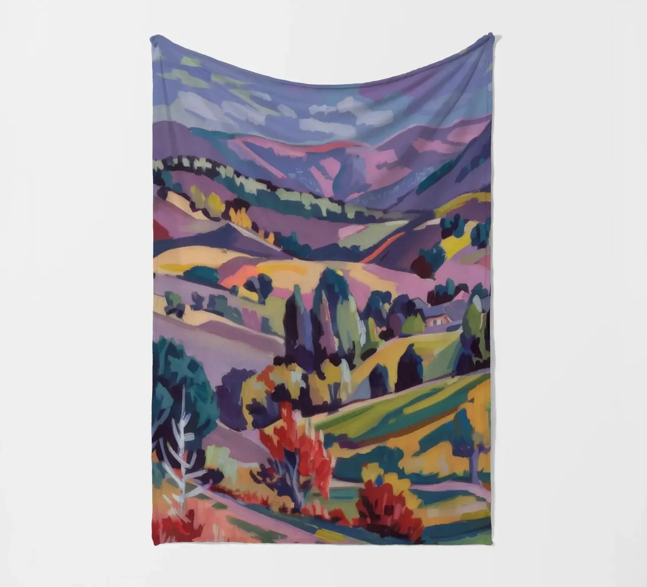 Patchworkhügel Panorama Fleecedecke von Celestial Harmony