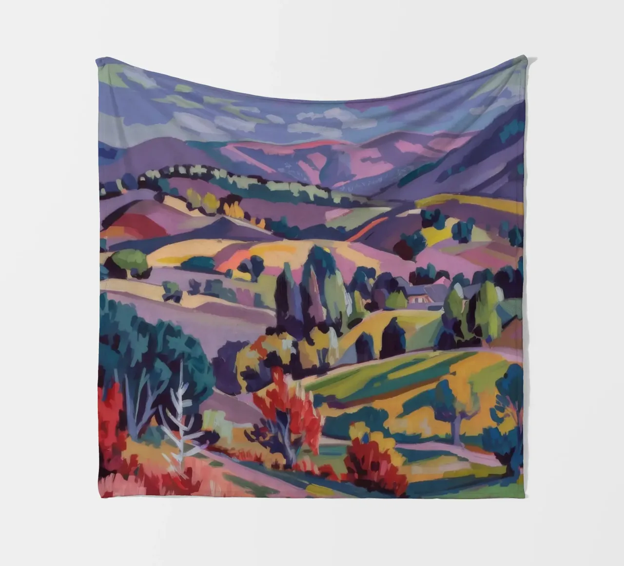 Patchwork Hills Panorama fleece blanket by Celestial Harmony