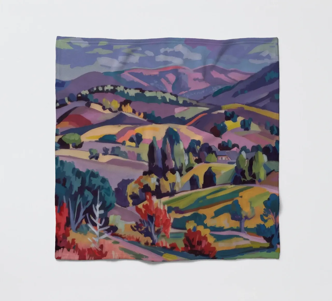 Patchworkhügel Panorama Fleecedecke von Celestial Harmony