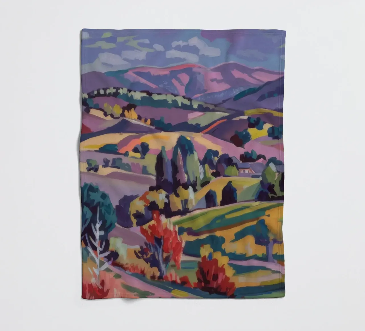 Patchworkhügel Panorama Fleecedecke von Celestial Harmony