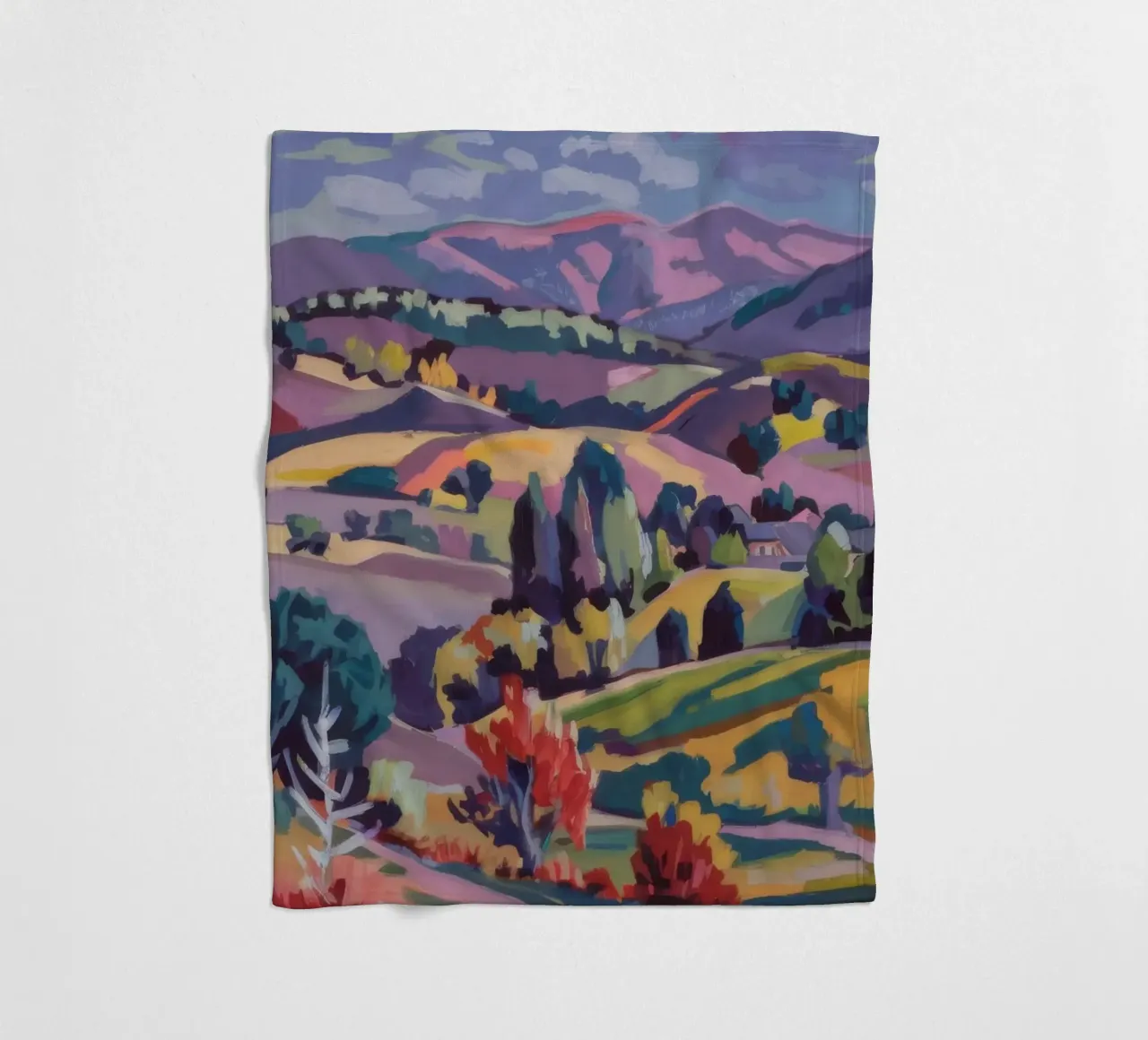 Patchwork Hills Panorama fleece blanket by Celestial Harmony