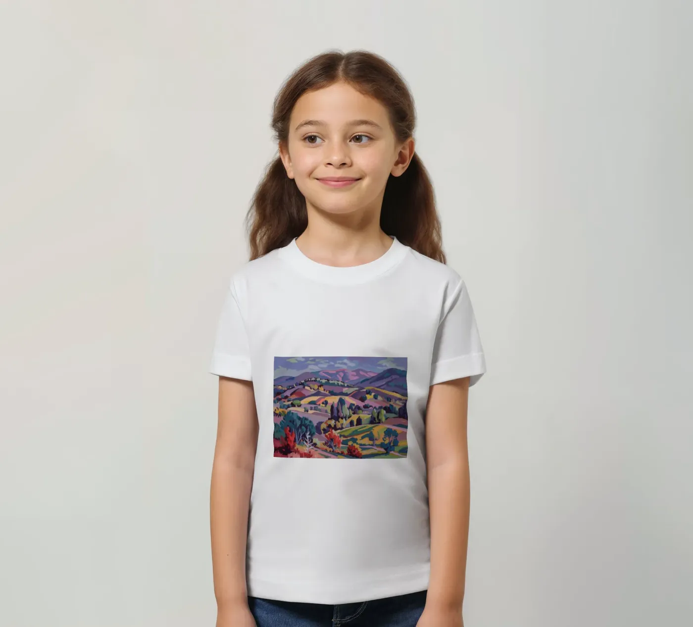 Panorama delle colline Patchwork t-shirt bambini da Celestial Harmony