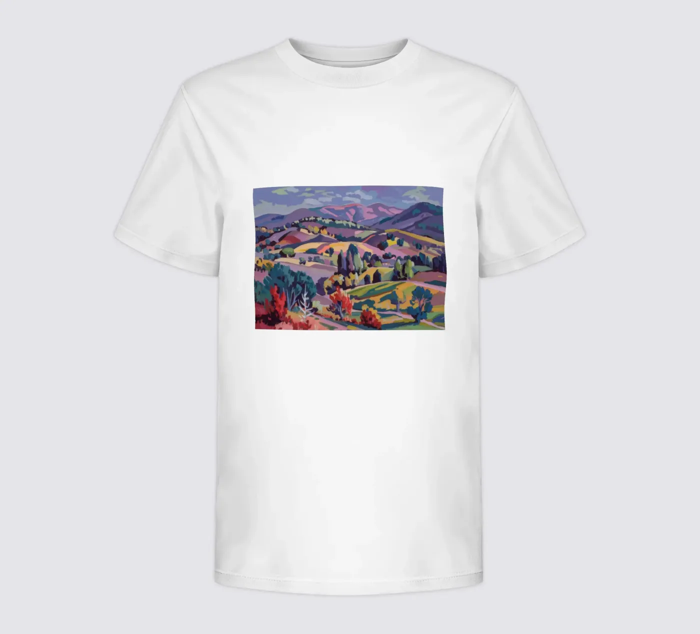 Panorama delle colline Patchwork t-shirt bambini da Celestial Harmony