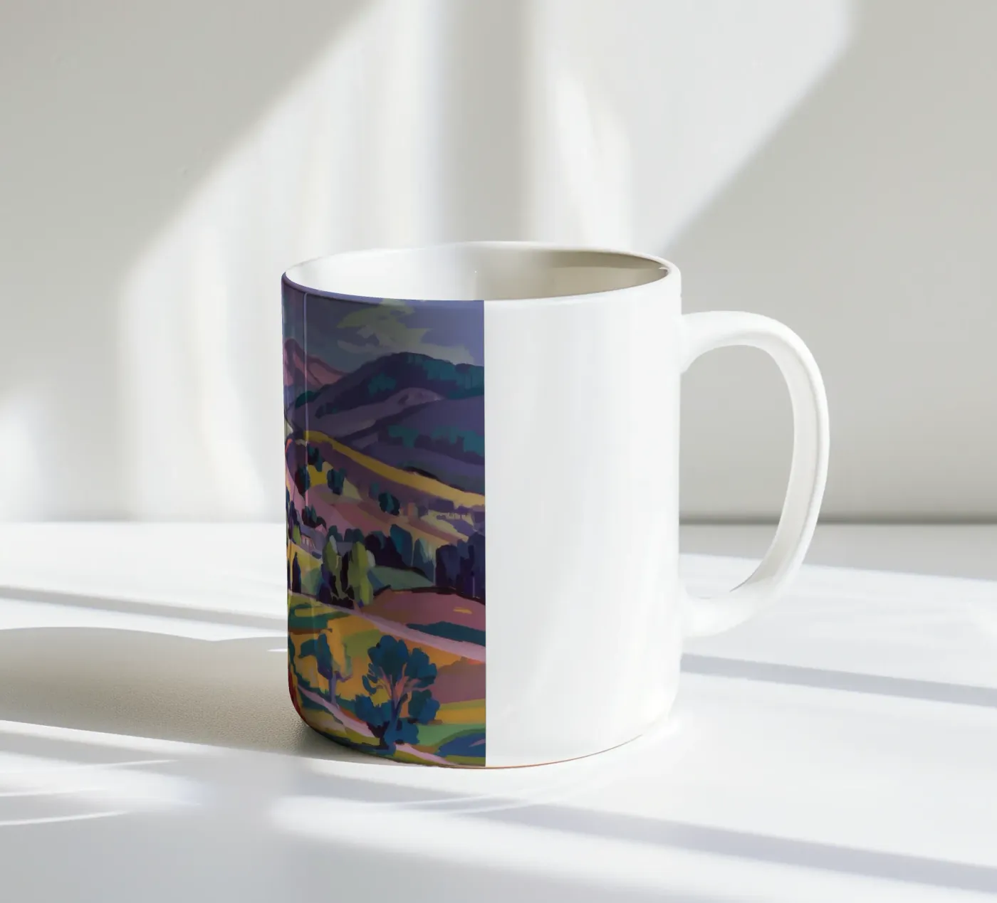 Patchwork Hills Panorama ceramic mug by Celestial Harmony