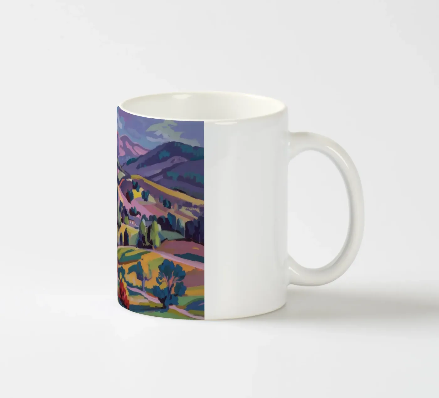 Patchwork Hills Panorama ceramic mug by Celestial Harmony