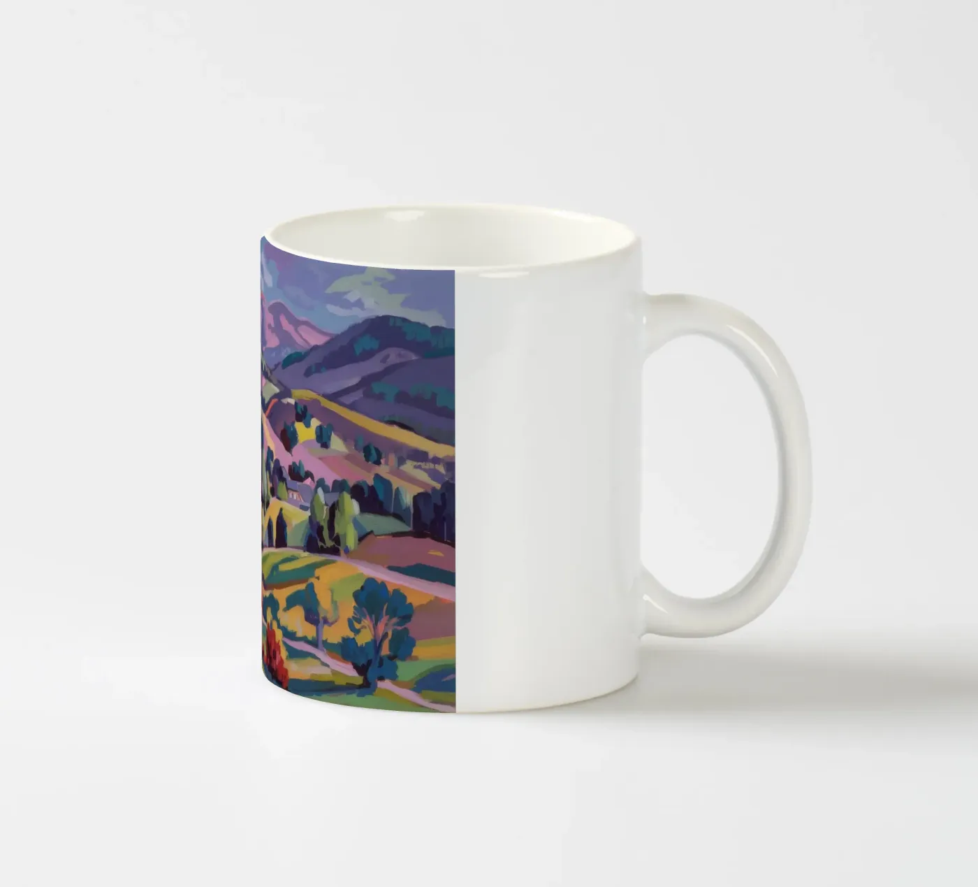 Patchwork Hills Panorama ceramic mug by Celestial Harmony