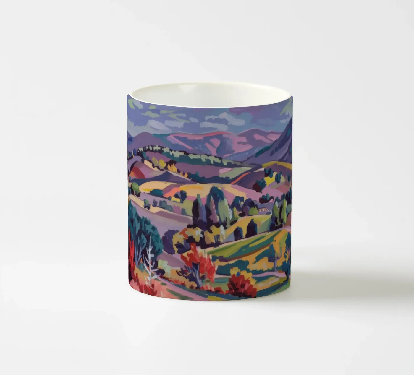 Patchwork Hills Panorama ceramic mug by Celestial Harmony