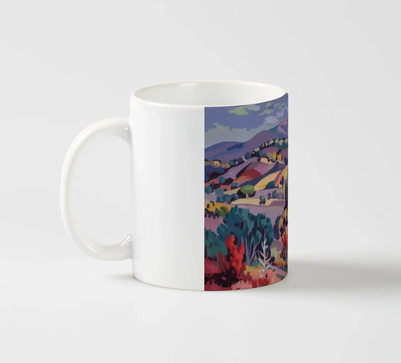 Patchwork Hills Panorama ceramic mug by Celestial Harmony