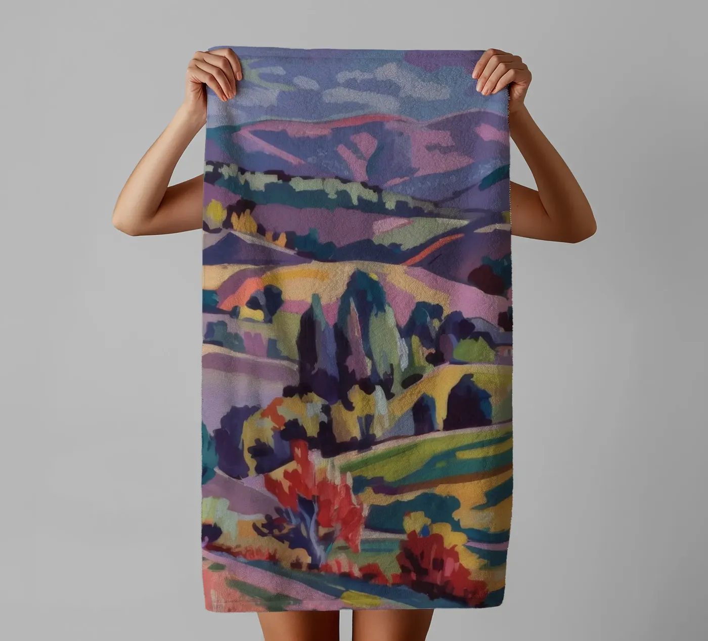 Patchwork Hills Panorama towel by Celestial Harmony