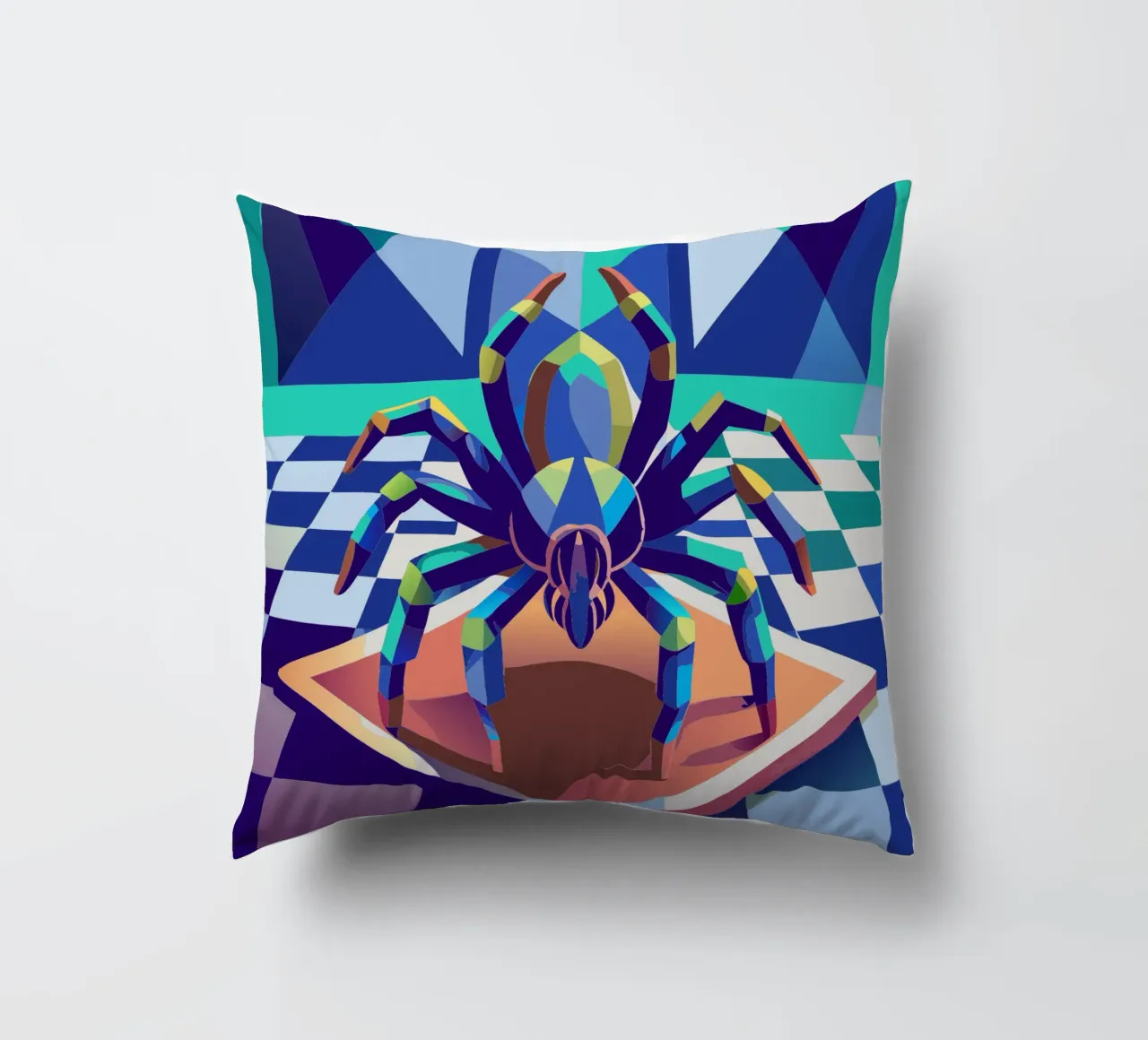 tarantula spider vector art drawing decorative cushion by alghonee