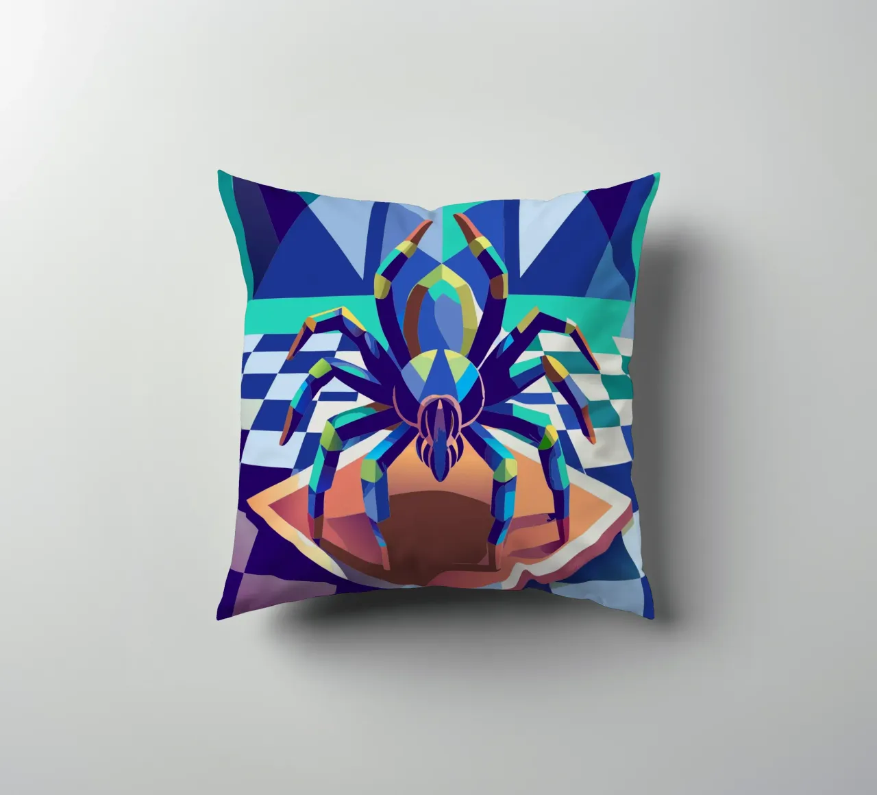 tarantula spider vector art drawing decorative cushion by alghonee