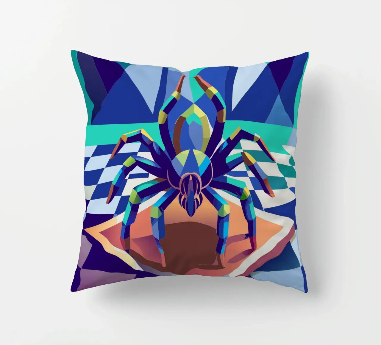 tarantula spider vector art drawing decorative cushion by alghonee
