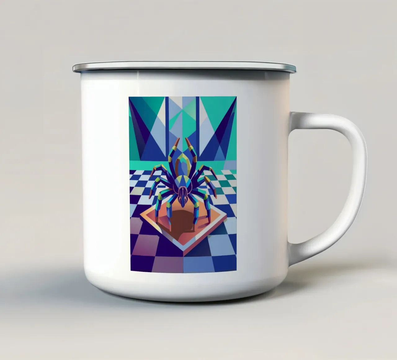 tarantula spin vector kunst tekening emaille mok van alghonee