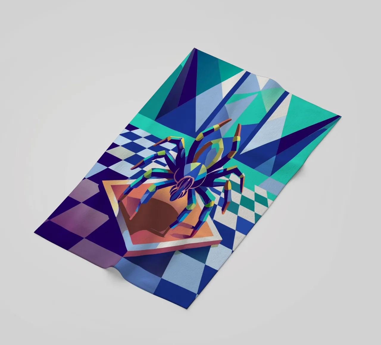 tarantula spider vector art drawing beach towel by alghonee