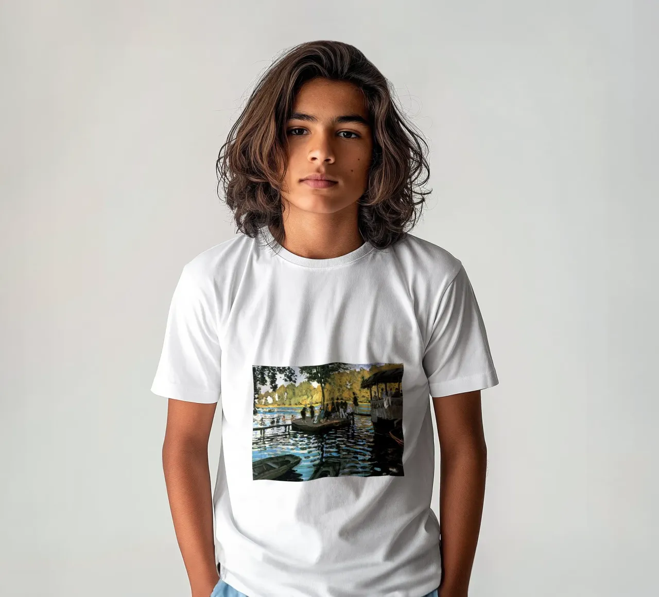 a popular riverside resort on the seine river kids t-shirt by SMG Store