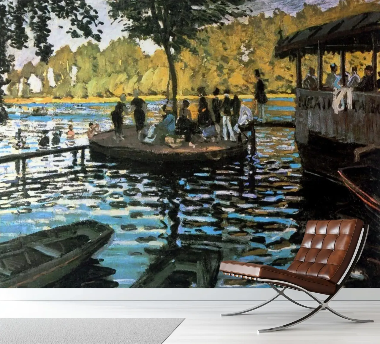 a popular riverside resort on the seine river photo wallpaper by SMG Store