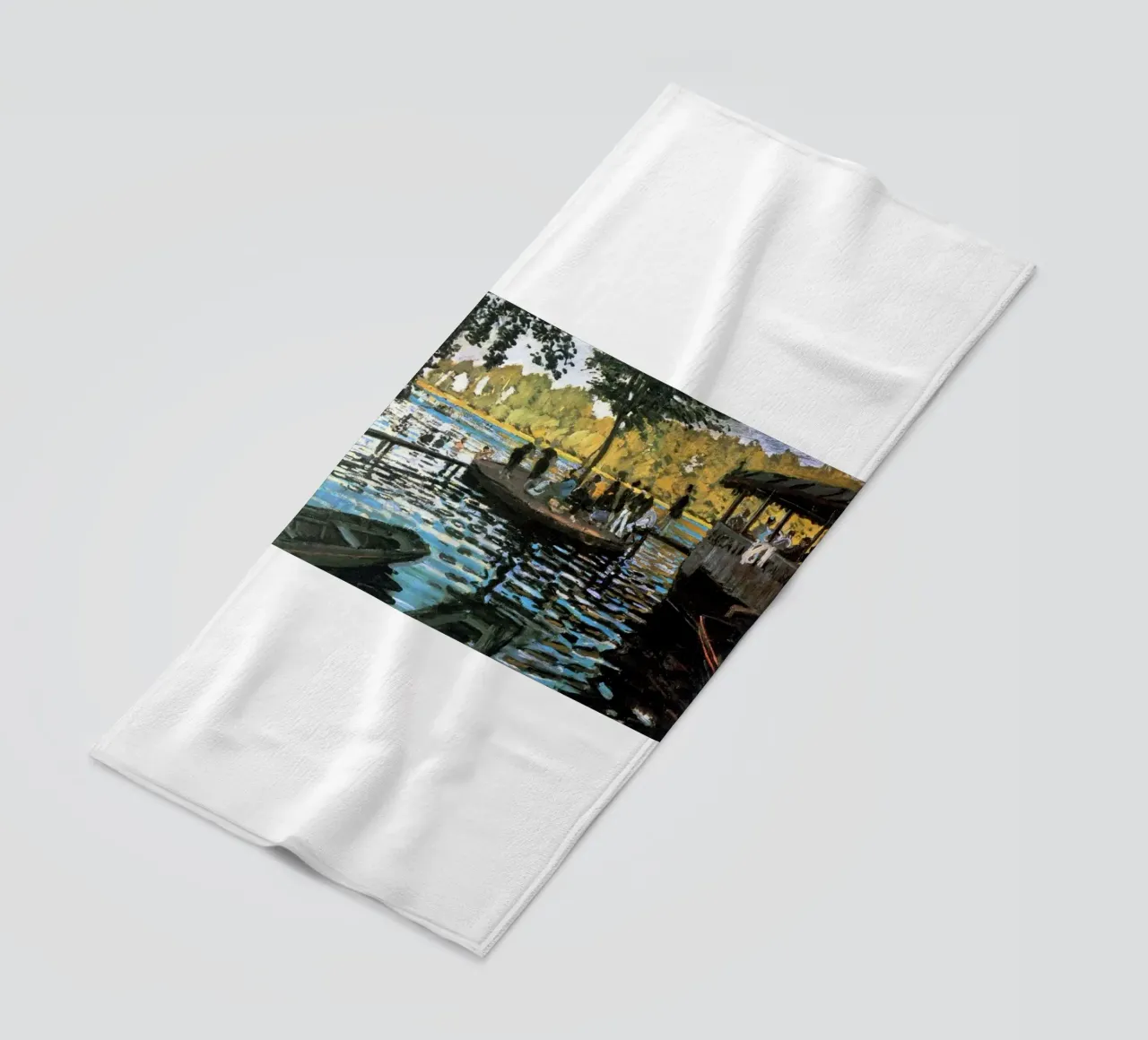 a popular riverside resort on the seine river beach towel by SMG Store