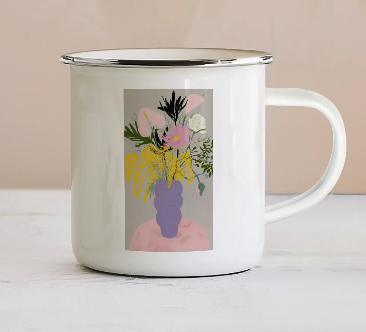 Flower Bouquet tazza in smalto da Frauke Schyroki