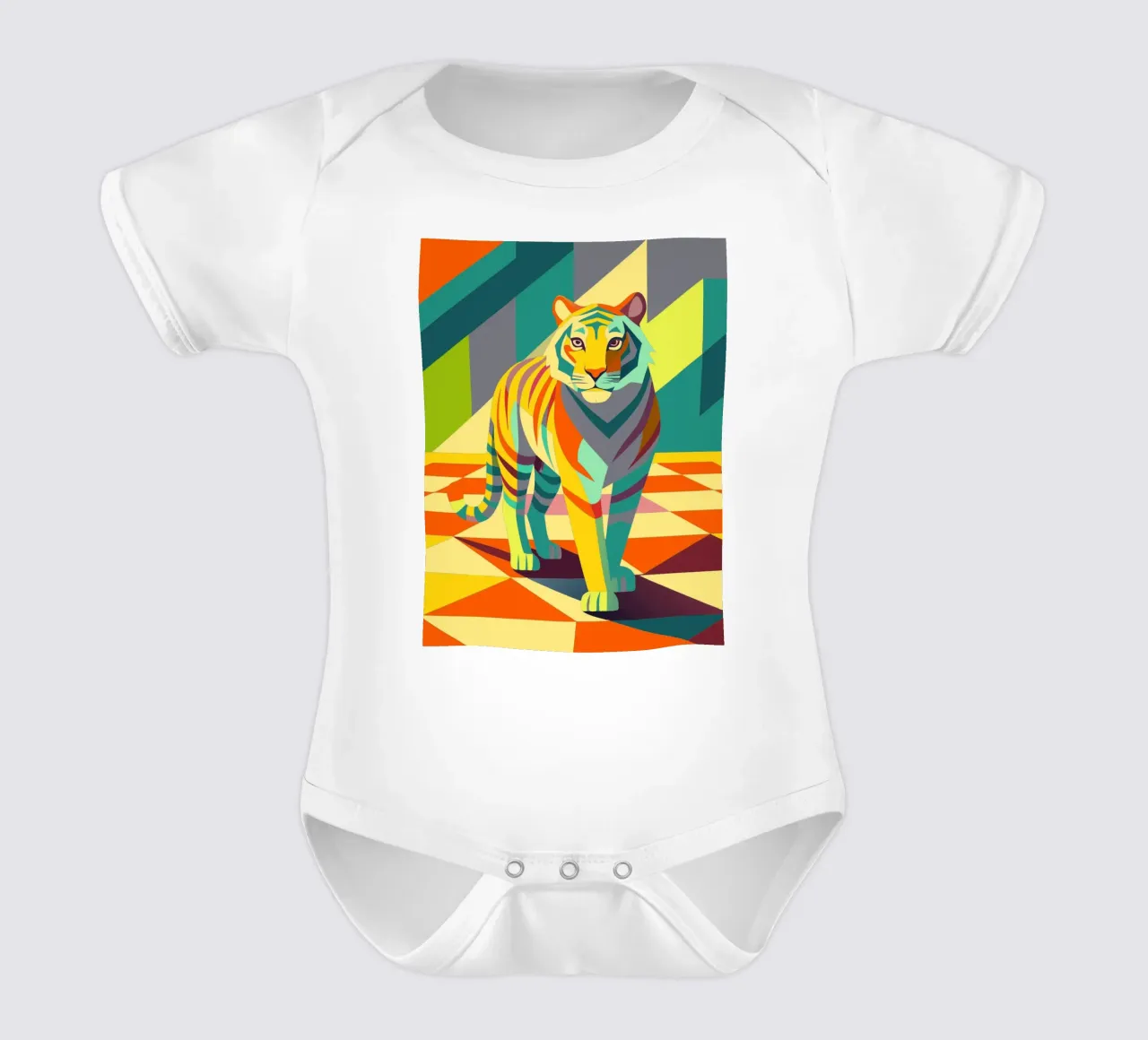 tijger vector kunst tekening babyrompertje korte mouwen van alghonee