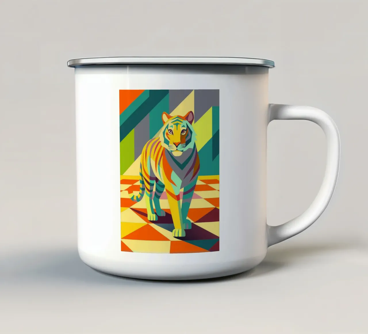 tijger vector kunst tekening emaille mok van alghonee