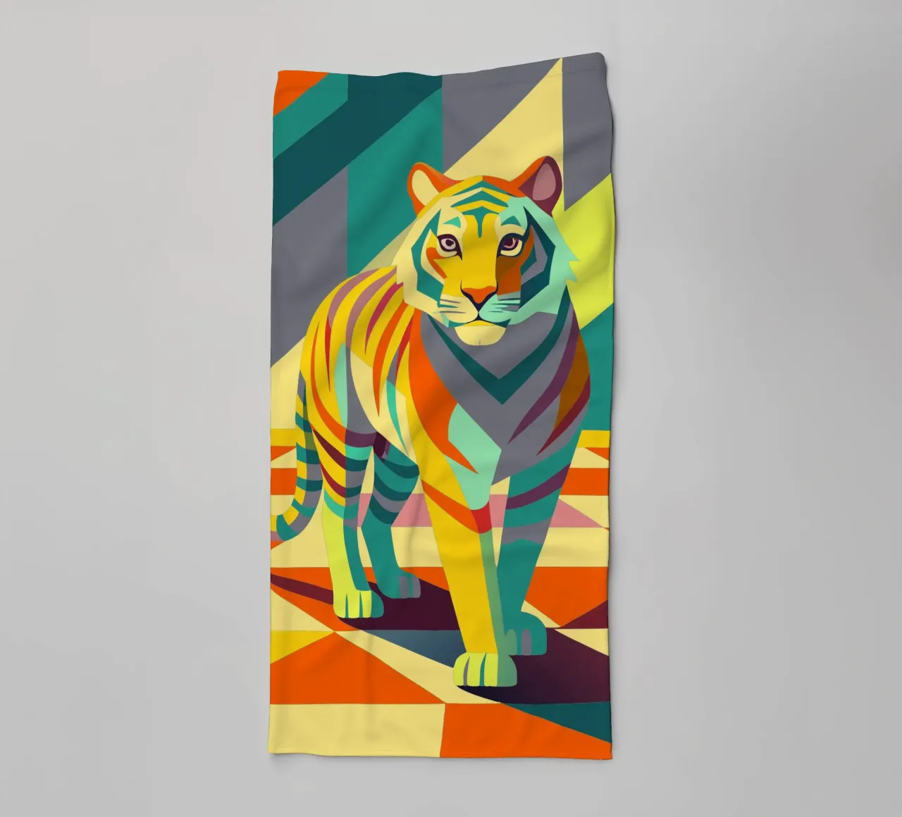 tiger vector art drawing towel by alghonee