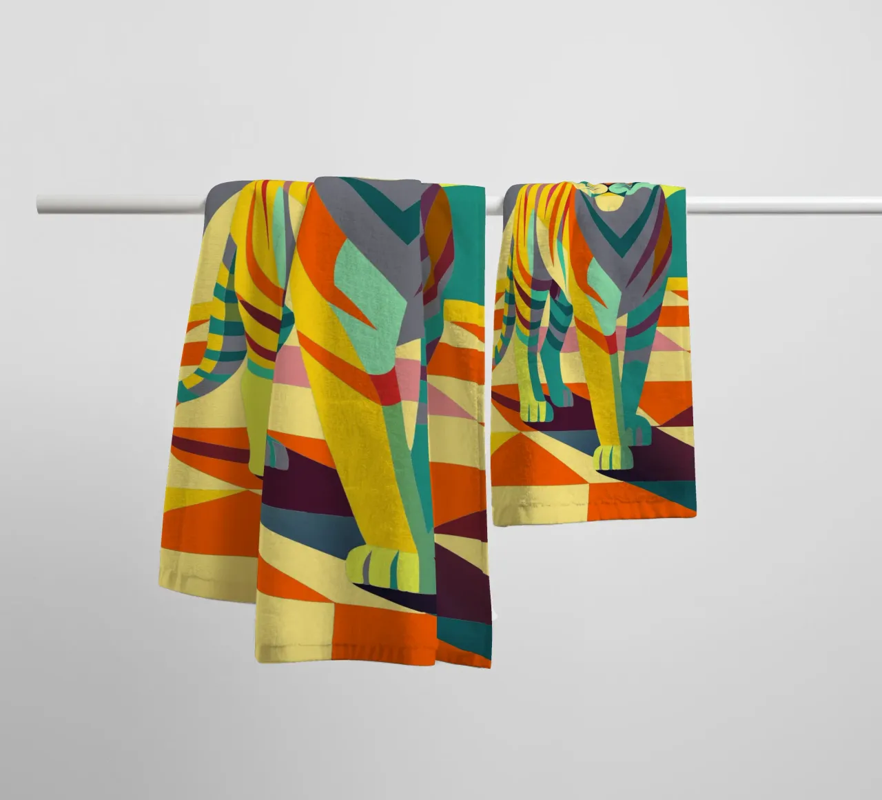 tiger vector art drawing towel by alghonee