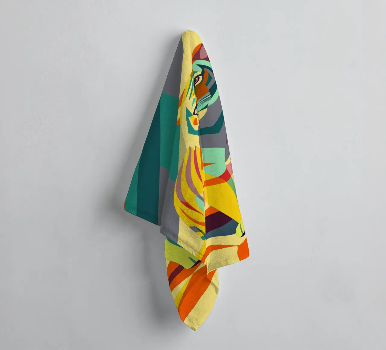 tiger vector art drawing towel by alghonee