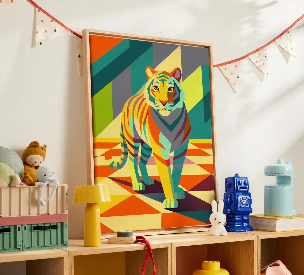 tijger vector kunst tekening canvas met Baklijst van alghonee