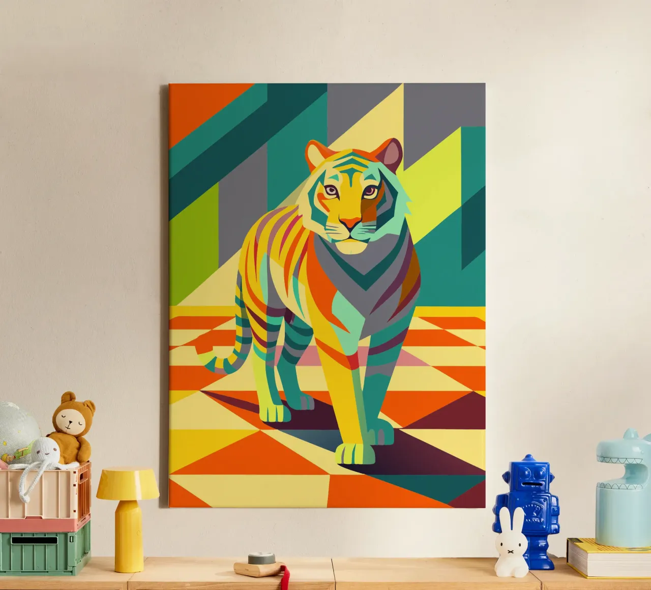 tijger vector kunst tekening canvas met Baklijst van alghonee