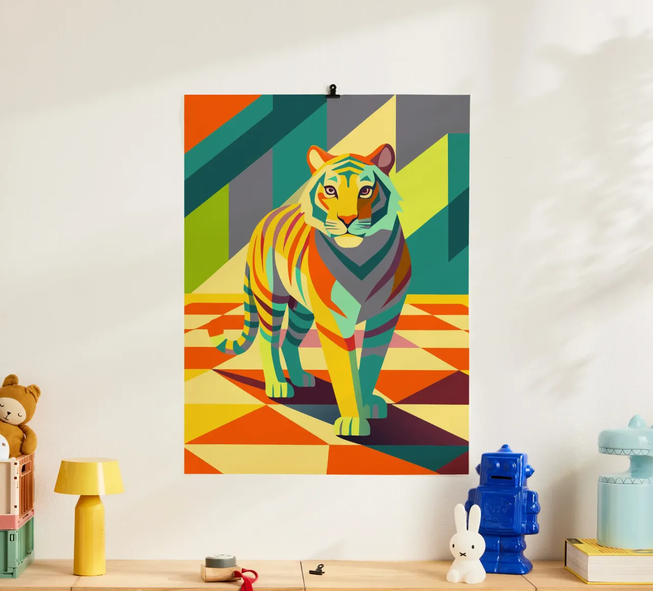 tijger vector kunst tekening poster met kunststof frame van alghonee