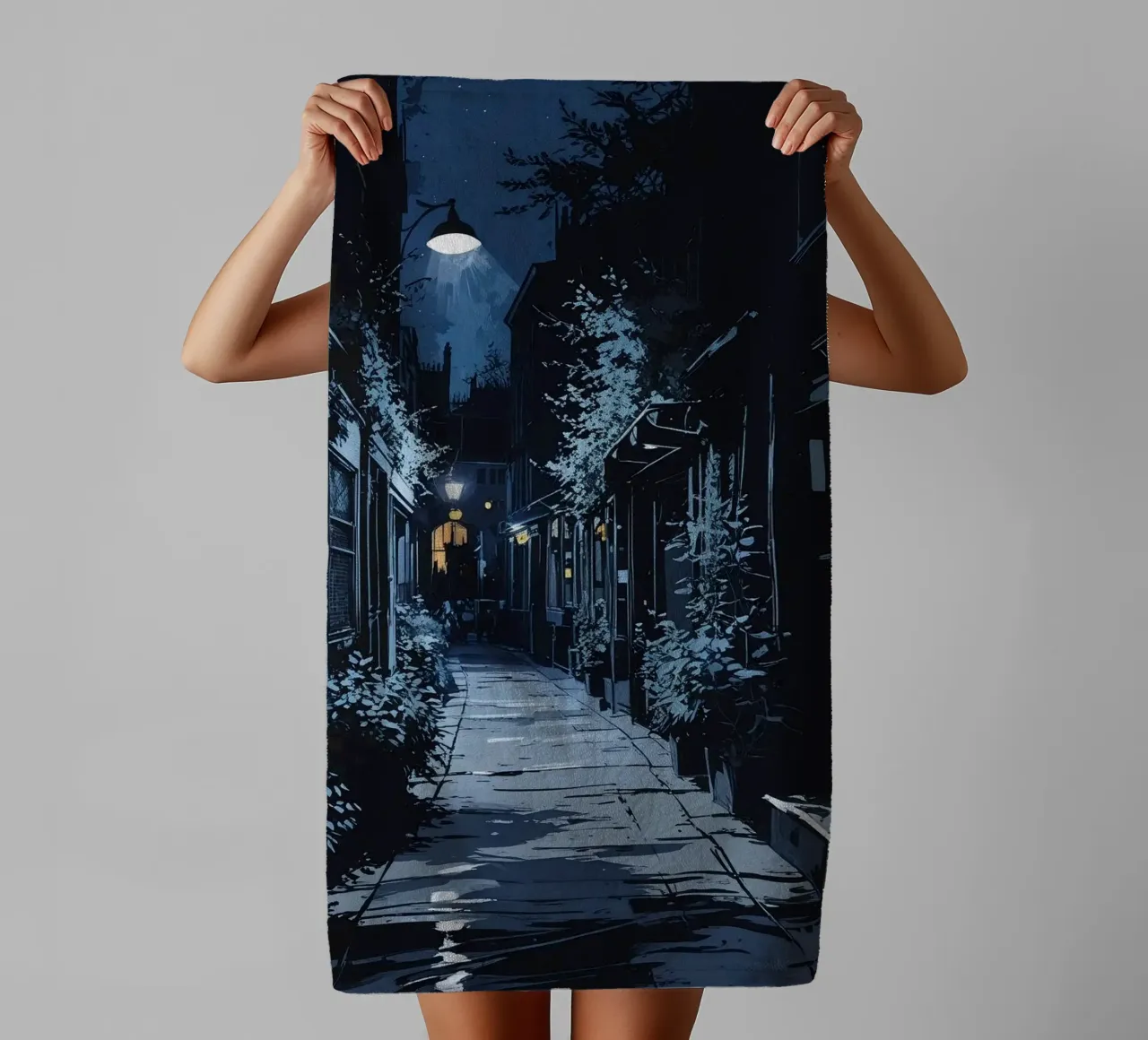darkness street lamplight towel by cofa home