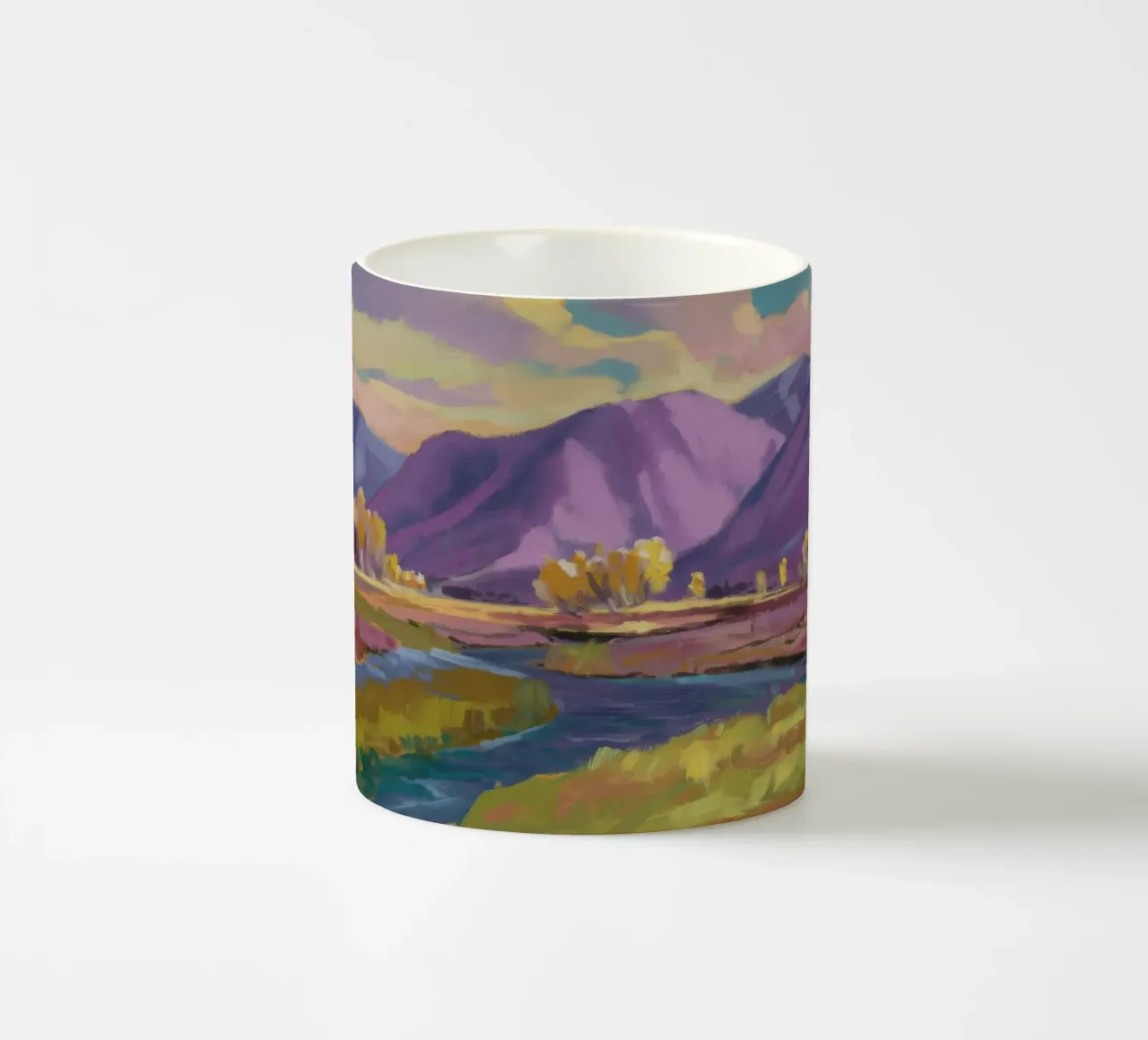 Autumn River Hues ceramic mug by Celestial Harmony